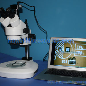 USB computer connected camera included. Computer/Laptop not included. Shape of microscope camera may vary from what is shown.