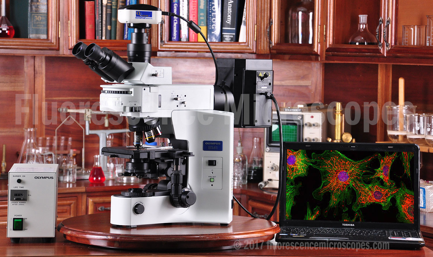 Olympus Model BX41 HBO 100W Trinocular Head Fluorite Objective Lenses Research Grade Upright Fluorescence Microscope - Image 2