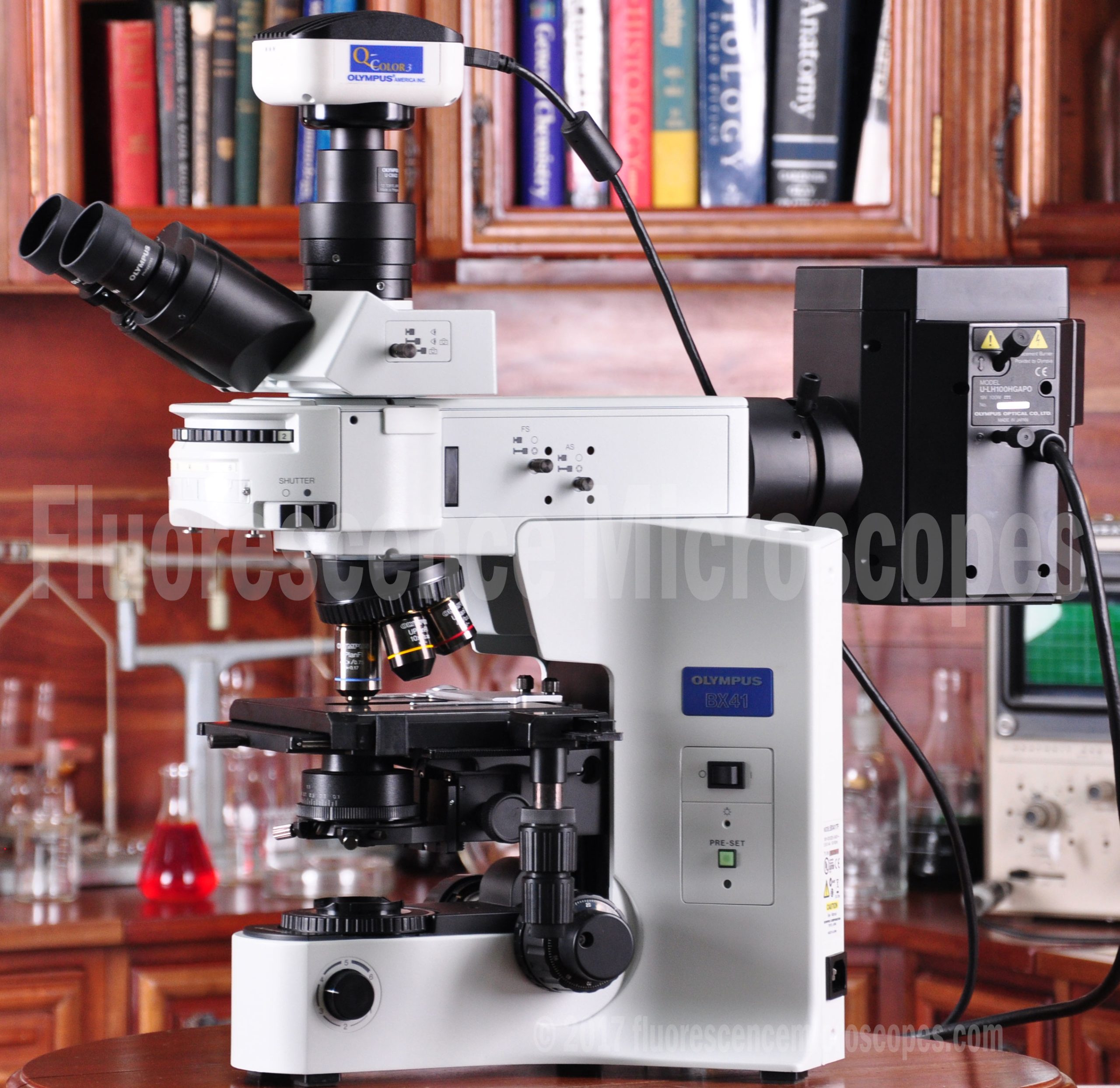 Olympus Model BX41 HBO 100W Trinocular Head Fluorite Objective Lenses Research Grade Upright Fluorescence Microscope - Image 4