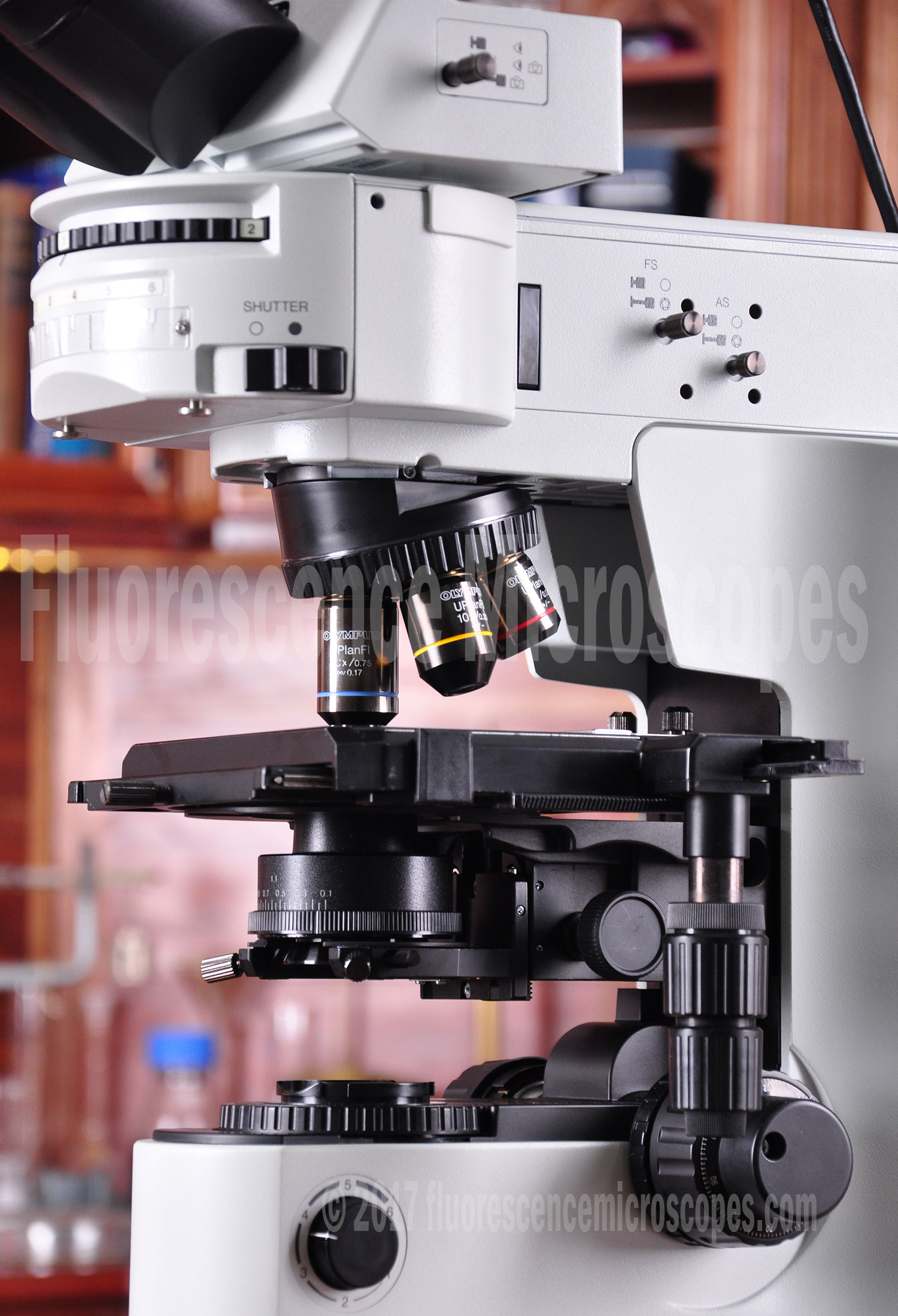 Olympus Model BX41 HBO 100W Trinocular Head Fluorite Objective Lenses Research Grade Upright Fluorescence Microscope - Image 6
